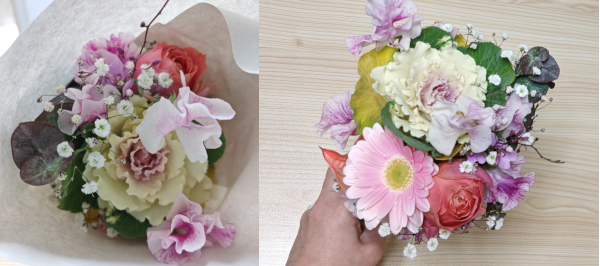 アンドプランツお花の定期便ラージサイズ開封時の花