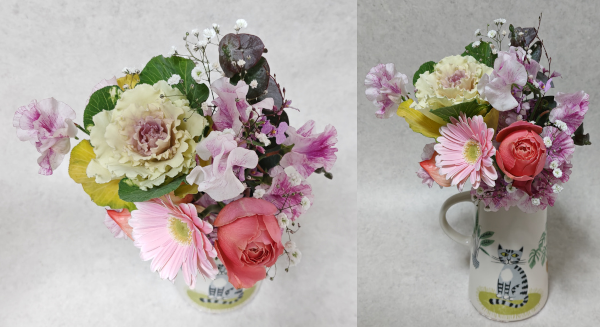 アンドプランツお花の定期便ラージサイズ花びんに生けた花