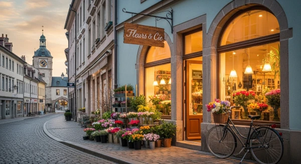 ヨーロッパの街角にある花屋